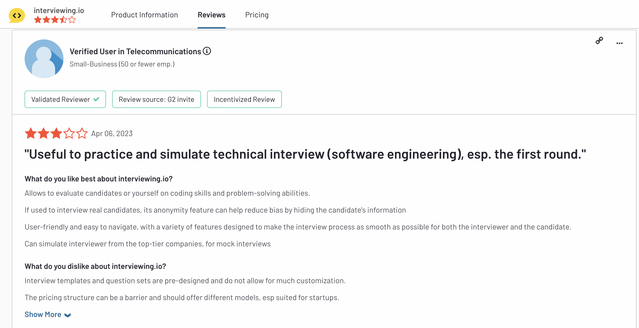 interviewing.io G2 Review